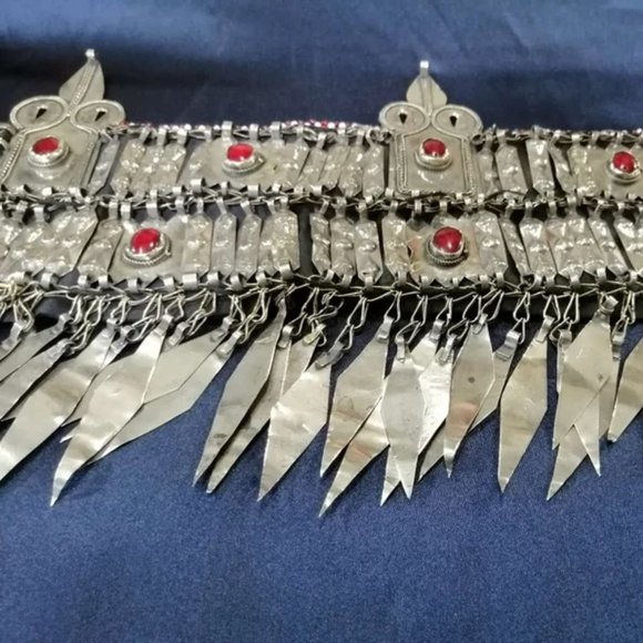 Vintage Turkman Tribal Kuchi Matha Patti, Ethnic Head Piece With Long Dangling - Picture 5 of 9